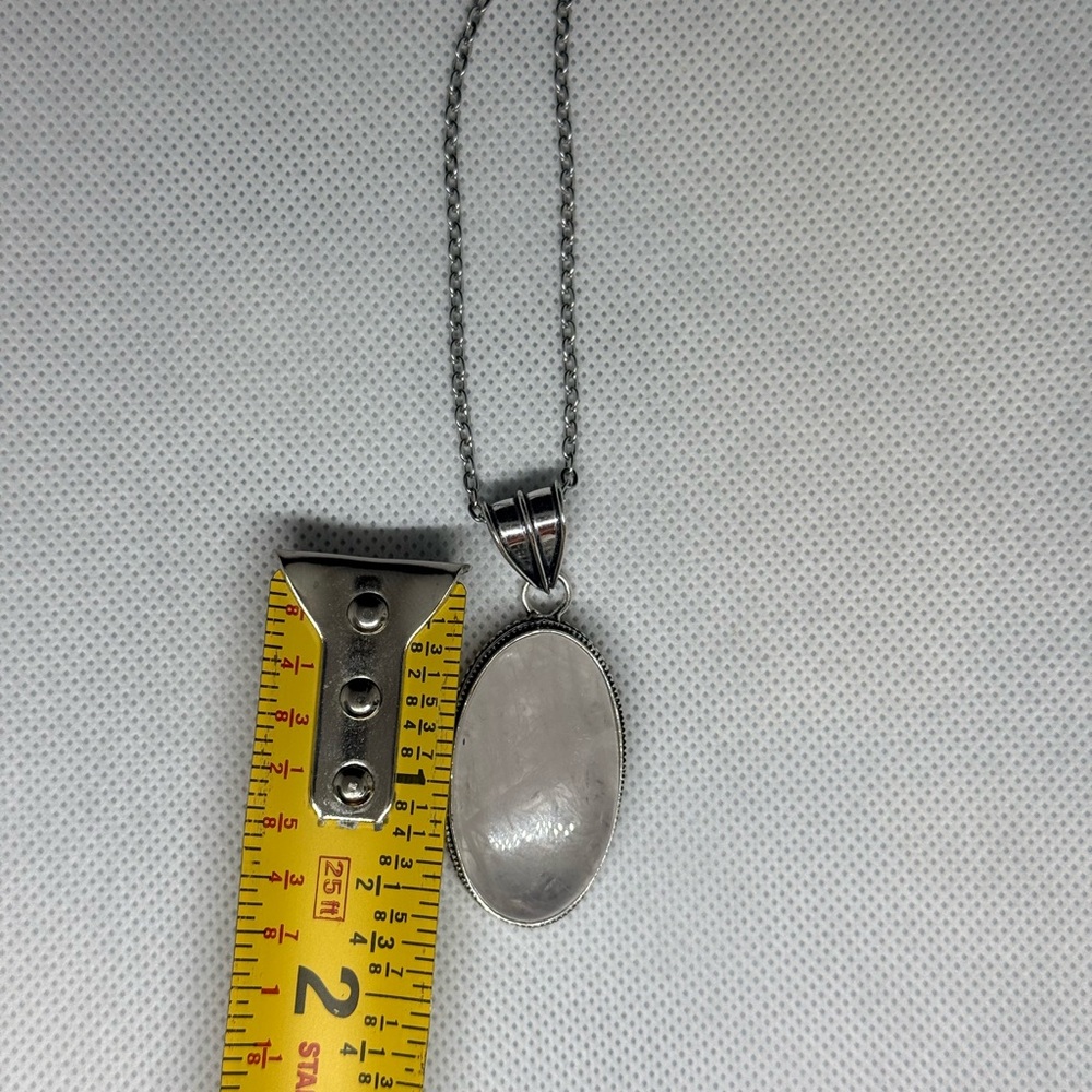 Large Sterling Silver Oval Statement Pendant Neck… - image 3